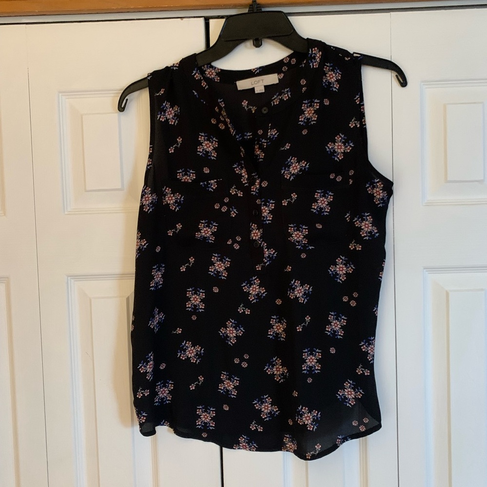 Loft black floral sleeveless top